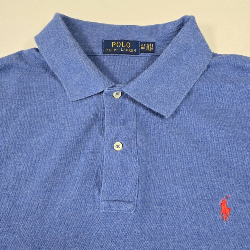 Polo Ralph Lauren Mens XLT Blue Heather Short Sleeve‎ Cotton Pique Polo Shirt